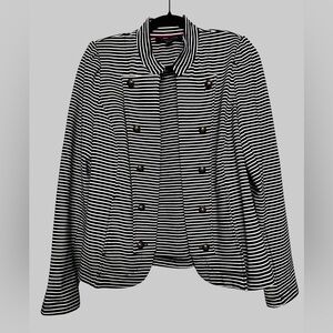 Tommy Hilfiger Military Style Navy and White Striped Jacket 95% Cotton Size M
